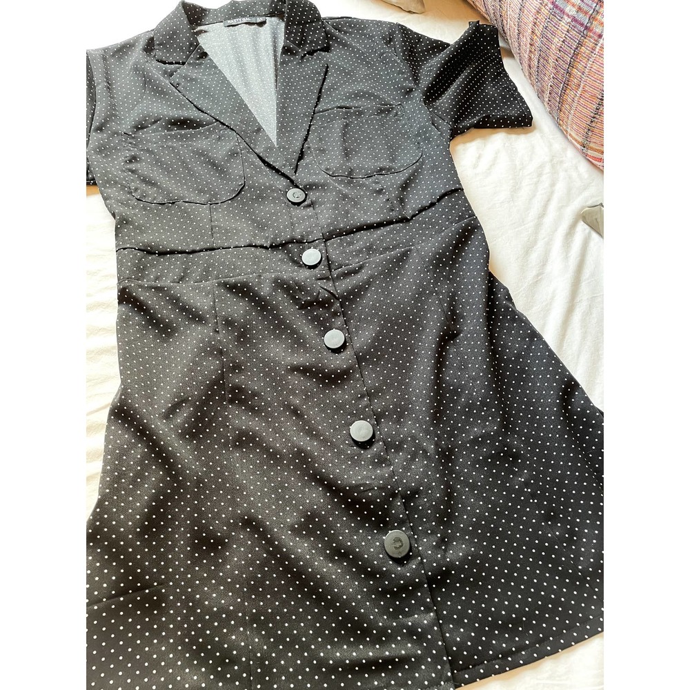 Nasty Gal Polka Dot Fitted Mini Shirt Dress
